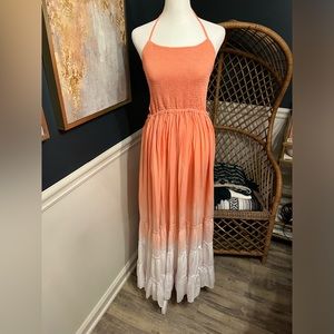 NWT NEW Tiare Hawaii X Revolve Pink & White Ombré Cutout Low Back Maxi Dress M/L